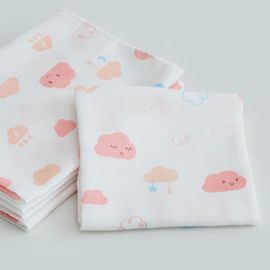 [Lieto Baby] Pure Cotton Gauze Embo Handkerchief for Baby 5pcs/Set-Washcloth for Newborn, Bib-Made in Korea
